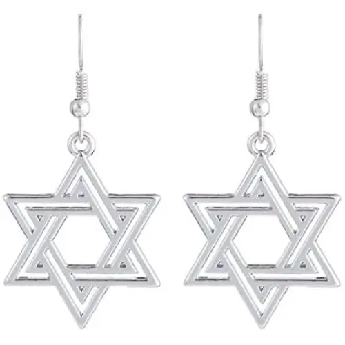 EUEAVAN Fashion Jewish Symbol Star Of David Silver Plated Pendant Earrings Jewelry for Women