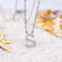 MONOOC Cubic Zirconia Initial Necklace, 14K White Gold Plated CZ Initial Letter Necklaces Dainty Simulated Diamond Gold Alphabet Pendant Womens Monogram Necklace Initial Jewelry Gifts for Women Girls