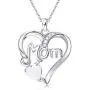 MUSECLOUD 925 Sterling Silver Mom Necklace Birthstone Jewelry Love Heart Pendant Mothers Necklace for Women Mama Aunt Grandma Mothers Day Birthday