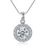 Aria Belle 18K White Gold Plated Round Cubic Zirconia Halo Pendant Necklaces for Women
