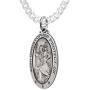 US Jewels And Gems 1.125in 925 Sterling Silver Antiqued Finish Oval Saint Christopher Pendant Necklace