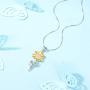 Annie & Kevin 925 Sterling Silver Sunflower Anklets/Bracelets/Necklaces/Earrings/Jewelry Set/Yellow Gold Plated CZ Flower with Jewelry Gift Box for Women