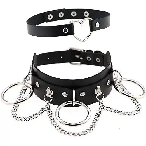 BeeGift Gothic Jewelry-Love Heart Adjustable Leather Choker Punk Rock PU Necklace Goth Choker Soft Collar Chain for Women Girls Cosplayer BeeGift Gothic Jewelry-Love Heart Adjustable Leather Choker Punk Rock PU Necklace Goth Choker Soft Collar Chain for Women Girls Cosplayer