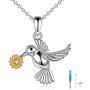 ONEFINITY Cremation Jewelry for Ashes Sterling Silver Sunflower Hummingbird Memorial Urn Necklace for Ashes Hummingbird Pendant Keepsake Memory Necklace Gifts for Women