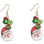 Santa Claus Red Green Christmas Jingle Bell Tinkle Cute Ornament Dangle Drop Earrings for Women Teen Girls Fish Hook Dangling Hanging Hypoallergenic Holiday Festival Party Jewelry Gift for Bff Sister