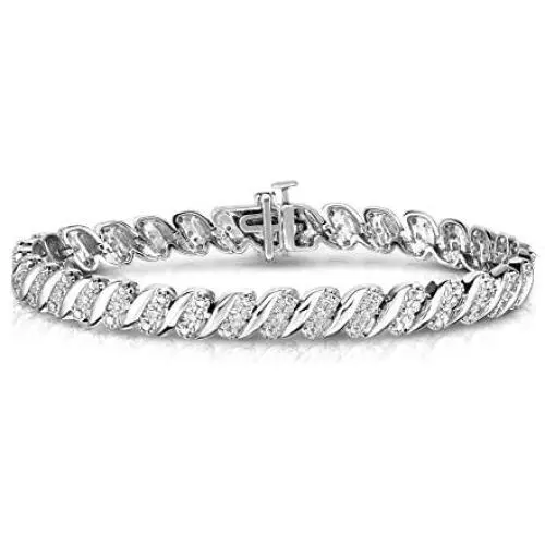 NATALIA DRAKE 1/4 Cttw Wave Link Diamond Tennis Bracelet for Women in Rhodium Plated Sterling Silver (Color I-J / Clarity I2-I3) NATALIA DRAKE 1/4 Cttw Wave Link Diamond Tennis Bracelet for Women in Rhodium Plated Sterling Silver (Color I-J / Clarity I2-I3)