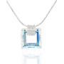 Stera Jewelry Sterling Silver Necklace Made with Swarovski Bermuda Blue or AB Square Crystal Pendant