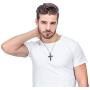 Jstyle Jewelry Mens Stainless Steel Simple Black Cross Pendant Lords Prayer Necklace 22 24 30 Inch
