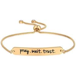 Hazado Pray Wait Trust Bracelet, Prayer Gift for Women, Christian Gift, Spiritual Gift, Religious Jewelry, Prayer Reminder Gift, Pray Always, Trust in God