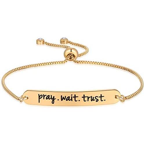 Hazado Pray Wait Trust Bracelet, Prayer Gift for Women, Christian Gift, Spiritual Gift, Religious Jewelry, Prayer Reminder Gift, Pray Always, Trust in God