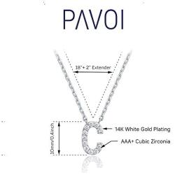 PAVOI 14K White Gold Plated Cubic Zirconia Initial Necklace | Letter Necklaces for Women