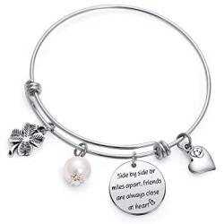 TzrNhm Blossom Long Distance Friendship Gifts for Her Friends are Always Close at Heart Bangle Keychain