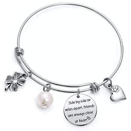 TzrNhm Blossom Long Distance Friendship Gifts for Her Friends are Always Close at Heart Bangle Keychain