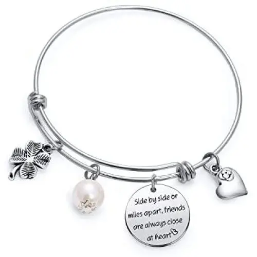 TzrNhm Blossom Long Distance Friendship Gifts for Her Friends are Always Close at Heart Bangle Keychain