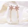 Crystal Flower Pearl Dangle Drop Earrings Jewelry 925 Sterling Silver Earring Post Gift For Women Girls