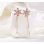 Crystal Flower Pearl Dangle Drop Earrings Jewelry 925 Sterling Silver Earring Post Gift For Women Girls