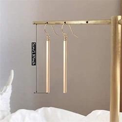 ANDPAI 2 Pairs Handmade Chic Minimalist Vertical Long Bar Dangle Earrings Gold Silver Plated Drop Line Geometric jewelry for Women Girls