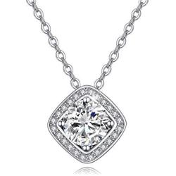 WSX 14K Solid Yellow Gold 1 Carat 6.5mm Moissanite Solitaire Pendant Necklace, Fine Jewelry Gifts for Women Girl