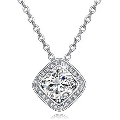 WSX 14K Solid Yellow Gold 1 Carat 6.5mm Moissanite Solitaire Pendant Necklace, Fine Jewelry Gifts for Women Girl