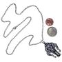 Holy 3 Headed Elephant God Erawan Ganesha Hindu Indian Thai Laos Laotian Pewter Mens Pendant Necklace Money Good Luck Lucky Charm Protection Amulet Safe Travel Talisman for men Stainless Steel Chain