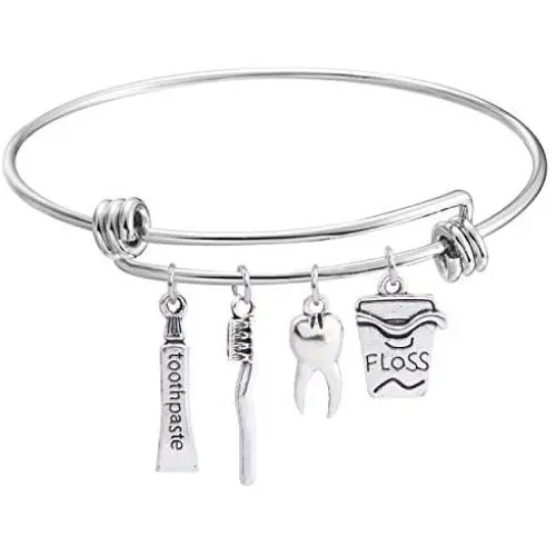 SEIRAA Dentist Bracelet Dental Hygienist Gift Expandable Wire Bangle Appreciation Gift for Dentist SEIRAA Dentist Bracelet Dental Hygienist Gift Expandable Wire Bangle Appreciation Gift for Dentist