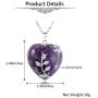 CrystalTears Natural Amethyst Crystal Necklace Flower Wire Wrapped Heart Stone Pendant Reiki Healing Crystal Gemstone Necklace Jewelry for Women Girls
