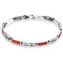 AeraVida Greek Key Labyrinth Reconstructed Red Coral Inlay .925 Sterling Silver Link Bracelet AeraVida Greek Key Labyrinth Reconstructed Red Coral Inlay .925 Sterling Silver Link Bracelet