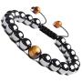 MOOSU Tiger Eye Stone Bracelet Frosted Black Agate Frosted Beads Couple Style Iron Gallstone Bracelet Hand-Woven Jewelry