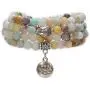 Bivei 108 Mala Beads Bracelet - Genuine Gemstone Mala Prayer Beads Lotus Charm Meditation Necklace