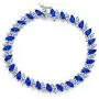 Bridal Alternating Clear Blue Black Wedding Marquise Cut Cubic Zirconia AAA CZ Tennis Bracelet for Women Silver Plated
