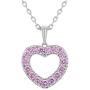 925 Sterling Silver Pink CZ Open Heart Pendant Necklace Girl Teens 19'' 925 Sterling Silver Pink CZ Open Heart Pendant Necklace Girl Teens 19''