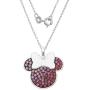 Disney Womens Jewelry Minnie Mouse Silver Plated Multi Pink Crystal Pendant, 18''