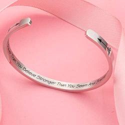 Raysunfook Inspirational Cuff Bracelet for Women Daily Reminder Mantra Personalized Bangle Birthday Gifts