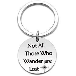 Ribukat Inspirational Keychain Not All Those Who Wander are Lost Cute Wanderlust Gift Travelling Jewelry Gift for Wanderlust Hiker Backpacker