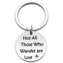 Ribukat Inspirational Keychain Not All Those Who Wander are Lost Cute Wanderlust Gift Travelling Jewelry Gift for Wanderlust Hiker Backpacker