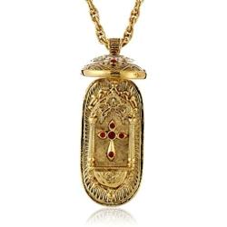 Symbols of Faith ''Inspirations'' 14k Gold-Dipped Red Swing Open Enclosed Crucifix Pendant Necklace