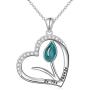 Ladytree S925 Sterling Silver Vegan Necklace Cubic Zirconia Green Symbol Necklace for Vegetarian Women,18 inches