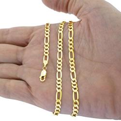 Nuragold 14k Yellow Gold 5.5mm Solid Figaro Chain Link Pendant Necklace, Mens Jewelry Lobster Lock 20'' 22'' 24'' 26'' 28'' 30''