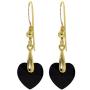I Love You Necklace 24k Gold Inscribed in 120 Languages in Miniature Text on Round Black Onyx Gemstone Pendant and Black Crystal Heart Drop Earrings Jewelry Set for Women, 18'' Rolo Chain