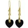 I Love You Necklace 24k Gold Inscribed in 120 Languages in Miniature Text on Round Black Onyx Gemstone Pendant and Black Crystal Heart Drop Earrings Jewelry Set for Women, 18'' Rolo Chain