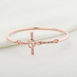 WUSUANED Infinity Love Heart God Cross with Faith Inscription Christian Bracelet Religious Gift for Women Girls