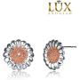 Sterling Silver Two-Tone CZ Sunflower Necklace and Earring Jewelry Set for Women