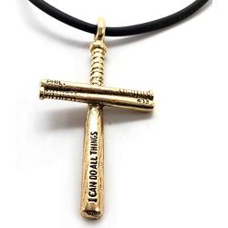 FORGIVEN JEWELRY Baseball Bat Cross Necklace in Gold