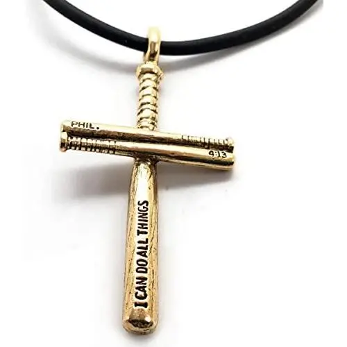 FORGIVEN JEWELRY Baseball Bat Cross Necklace in Gold FORGIVEN JEWELRY Baseball Bat Cross Necklace in Gold