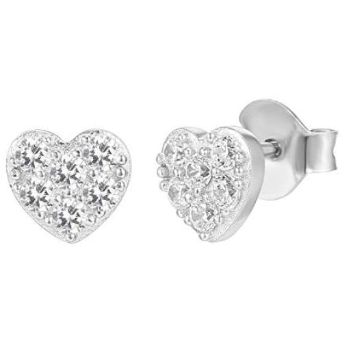 PAVOI 14K Gold Plated 925 Sterling Silver Earrings | Heart Stud Earrings | Gold Stud Earrings for Women