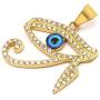 Warvik Green Opal Horus Eye Egypt CZ Stone Pendant Necklace Silver Color, Stainless Steel Jewelry Men Women Wheat Chain 20/28 Inch