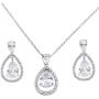 Teardrop Open Dangle Jewelry Set Necklace & Earrings Trendy AAA Cubic Zirconia For Women Wedding Party