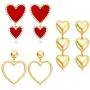 Heart Dangle Earrings Rhinestone Red Heart Stud Earrings Statement Heart Hoop Drop Earrings for Women Girls Valentine Gift