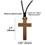 Wooden Cross Necklace for Men Women Children Kids – Natural Wooden Cross Pendant Necklace - Walnut Wood Small Cross Necklace