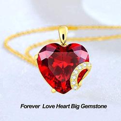 Heart Pendent Necklace for Women Girls Forever Love Heart Birthstone Necklaces Sterling Silver Gold Plated Birthday Fashion Jewelry Gift for Teen Girls Girlfriend Wife Mom